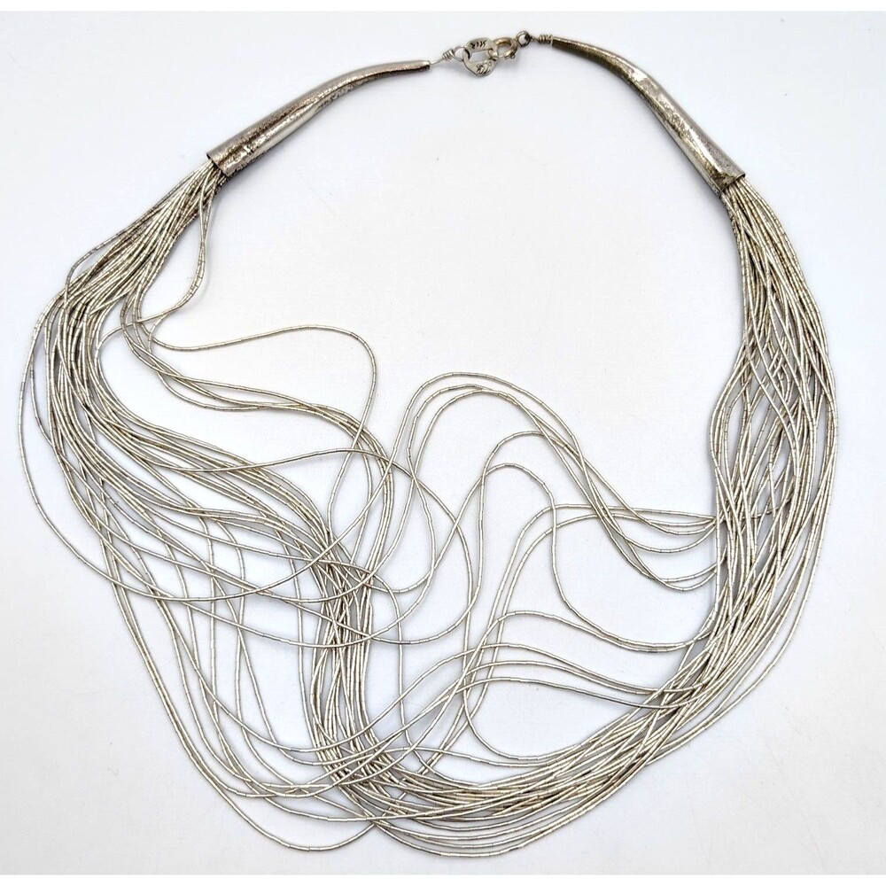 Vintage Carolyn Pollack Sterling 925 30 Strand Liquid Silver Necklace 18"